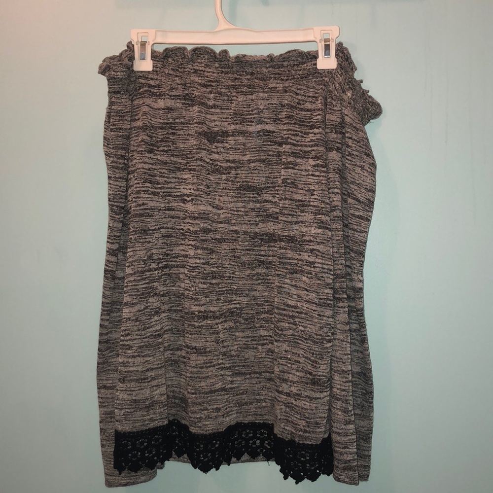 Grey and Black Lace Off the Shoulder Top